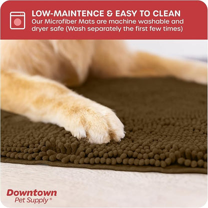 My Doggy Place Dog Mud Mat, 31" x 20" Brown – Thick Microfiber Entry Rug for Snow, Mud & Salt – Absorbent, Quick-Dry, Washer-Safe & Non-Slip, Medium