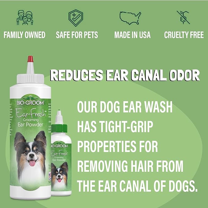 Bio-groom Ear-Fresh Dog Grooming Ear Powder - Cat & Dog Ear Cleaner, Bathing Supplies, Puppy Wash, Cruelty-Free, Made in USA - 24 g 1-Pack