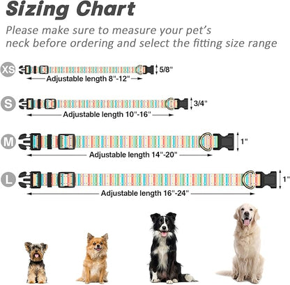 Reflective Dog Collar, Cute Dog Collar for Small Dogs, Soft Nylon Puppy Collar for Boy and Girl Female Dogs, Adjustable Pet Collars with Quick Release Buckle, Colorful Watercolor Art