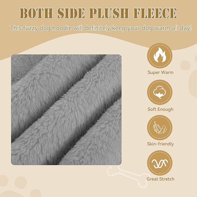 Fuzzy Dog Sweaters for Large Dogs Pet Hoodie Clothes Warm Coats Hooded Sweatshirt Dog Sweaters for Extra Large Dogs(Grey-XXL)
