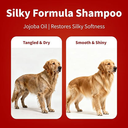 Arf Arf Silky Dog Shampoo for Dry, Itchy, Sensitive Skin - Soothing Oatmeal & Honey Formula for a Salon-Quality Smooth Coat - Gentle Puppy & Dog Wash for All Breeds - Fresh Scent, 16oz