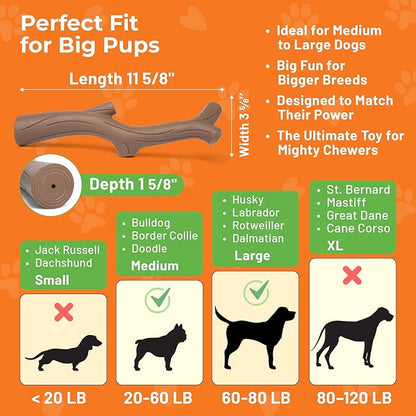 Durable Dog Toy for Power Chewers - 100% Natural Rubber Squeaky Toy for Large & Medium Breeds - Bacon Flavored Dental Chew for Fetch & Tug of War - Safe, Non-Toxic & Safety Tested