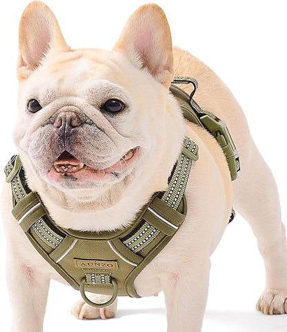 No-Pull Adjustable Dog Harness for Small Dogs, Easy Control with Handle, Havanese Chihuahua Puggle, Inescapable, Ez Walking, with Safe Reflective Strips, No Rub, No Choke, Army Green, S