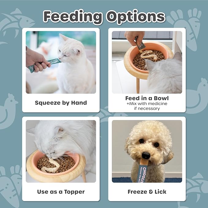 Choolip Squeeze Vita Stick Lickable Cat and Dog Treats, 7-Count Eye Support, Chicken and Tuna with Lutein, Grapeseed Extract and Vitamin E, Vet-Formulated