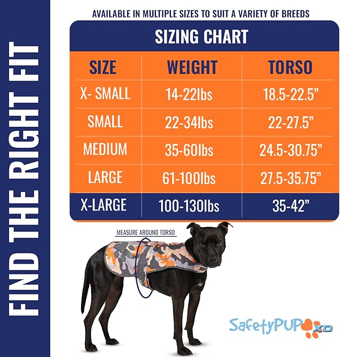 SafetyPUP XD Dog Reflective Vest – Hi-Vis Fluorescent Visibility That Helps to Safeguard Your Pet On/Off Leash in Urban & Rural Areas (Camo, X-Large)