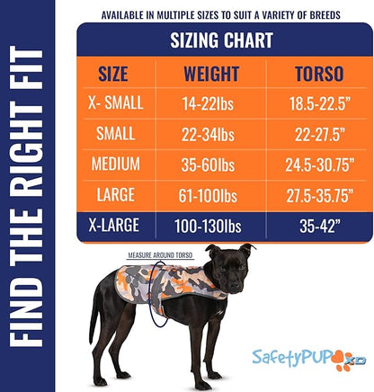 SafetyPUP XD Dog Reflective Vest – Hi-Vis Fluorescent Visibility That Helps to Safeguard Your Pet On/Off Leash in Urban & Rural Areas (Camo, X-Large)