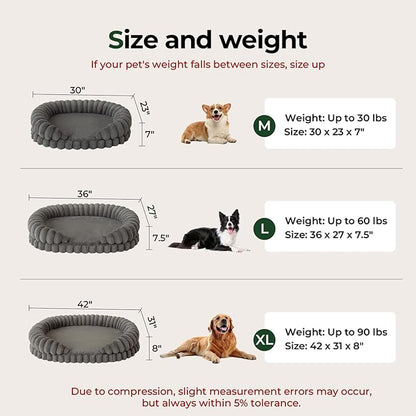 BALANCE Calming Dog Bed for Large Sized Dogs, 36 Inches Oval Washable Pet Bed with Sides, Orthopedic Pet Couch Sofa with Non-Slip Bottom, Gray