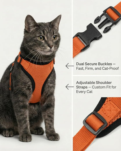 Luxelle 2 Pack Escape-Proof Cat Harness and Leash Set for Walking – Adjustable No Pull Soft Vest with Easy-Wear Buckle, Reflective Straps, Breathable Mesh – Outdoor Travel Harness for Cats & Kittens