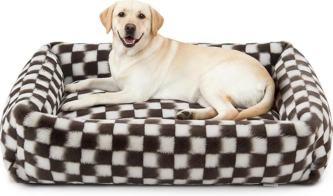 JOEJOY XL Dog Beds Large Sized Dog, Rectangle Washable Orthopedic Corduroy Fleece Pet Bed with Removable Zipper Cover, Cute Soft Calming Puppy Bed with Non Skid Bottom