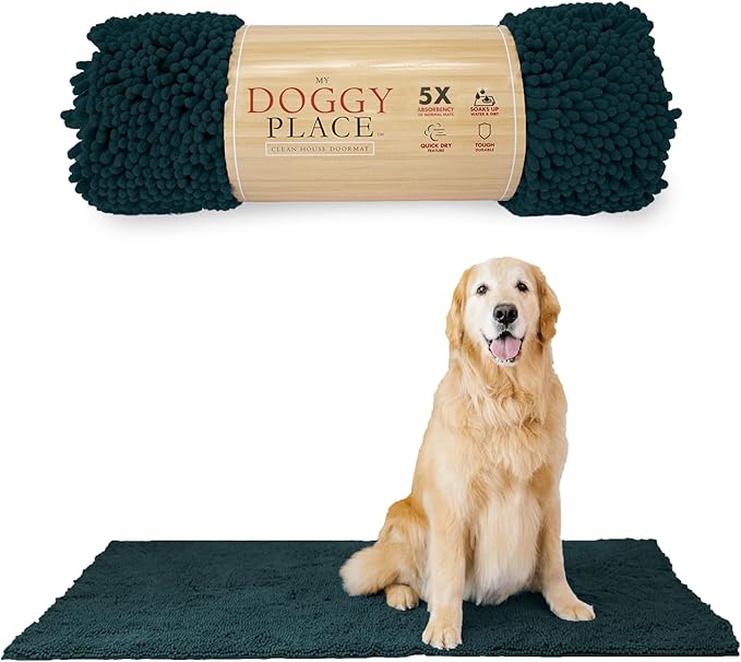 My Doggy Place Dog Mud Mat, 60" x 36" Teal – Thick Microfiber Entry Rug for Snow, Mud & Salt – Absorbent, Quick-Dry, Washer-Safe & Non-Slip, X-Large