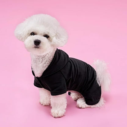 Juicy Couture Hooded Pet Juicy Bling Velour Tracksuit Chest 24 inches for Small Dogs and Cats - Black - M/L