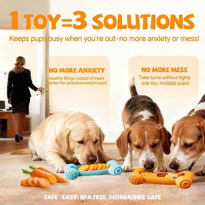 2-Pack Freeze Toys for Dogs Slow Feeder Dog Lick Bone Indestructible Chew Toy for Aggressive Chewers,Puppy Teething Relief,Fillable Enrichment Treat Toy Suitable for Small & Medium Breed(Nylon)