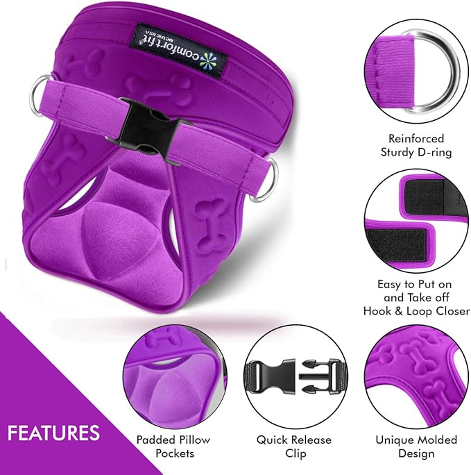 Comfort Fit Dog Harness Small Medium Sized Dogs Extra Comfort No Pull Step in Dog Harness with Adjustable Buckles Soft Padded Easy Control Vest Harness Training Walking Running Inside Velvet Plush
