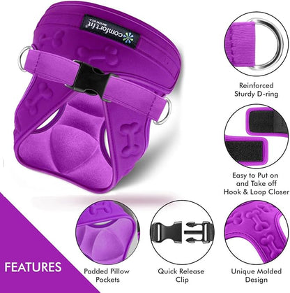Comfort Fit Dog Harness Small Medium Sized Dogs Extra Comfort No Pull Step in Dog Harness with Adjustable Buckles Soft Padded Easy Control Vest Harness Training Walking Running Inside Velvet Plush