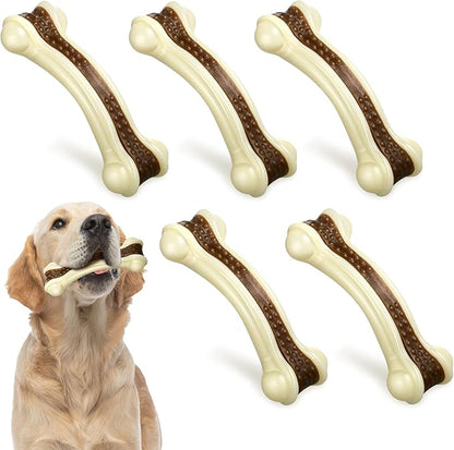 Sosation Dog Toys for Aggressive Chewers Indestructible Nylon Dog Bones Beef Flavor Teething Chew Toys Bones for Large Puppies(XL)