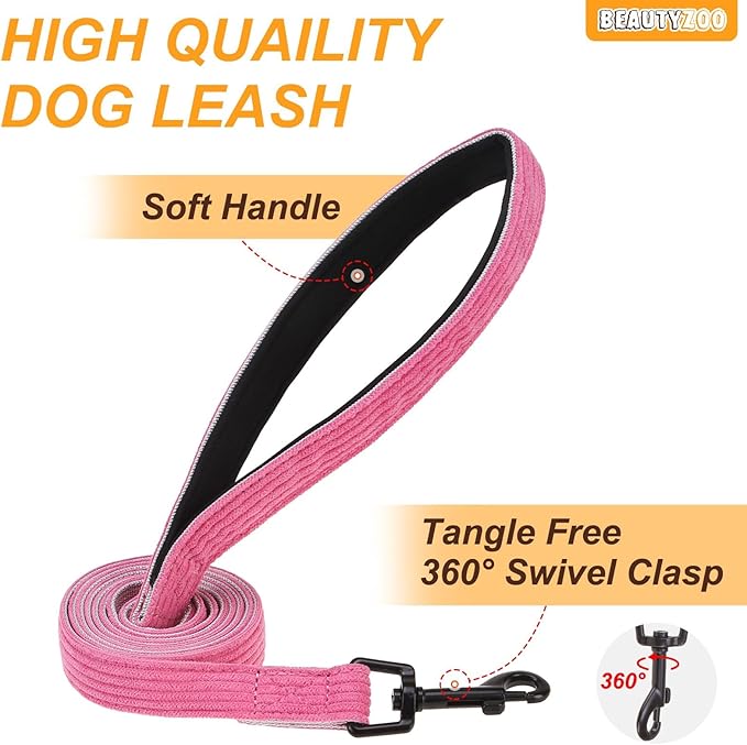 BEAUTYZOO No Pull Dog Harness Large, Adjustable Dog Harness and Leash Set -Easy Wearing with 3 Buckles/Control Handle,No Choke Soft Padded Reflective Pet Vest for Training Walking Hiking,Rose M