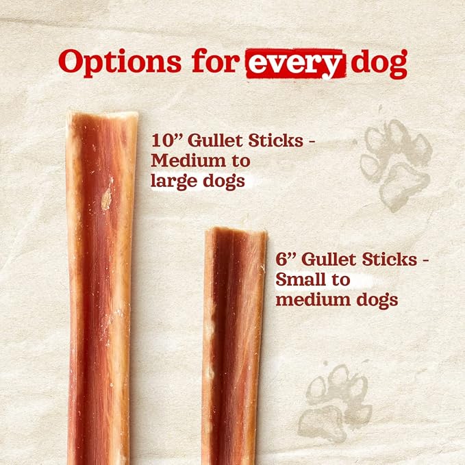 Natural Farm Gullet Sticks (4-5 Inch, 25 Pack), Grain-Free, Preservative-Free & Fully Digestible Beef Esophagus – Gentle Yet Effective Fun - Best for Light, Pups & Senior Chewers