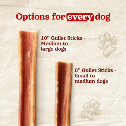 Natural Farm Gullet Sticks (4-5 Inch, 25 Pack), Grain-Free, Preservative-Free & Fully Digestible Beef Esophagus – Gentle Yet Effective Fun - Best for Light, Pups & Senior Chewers