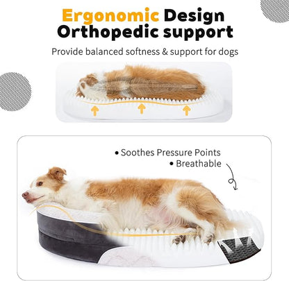 PetFun Orthopedic Dog Bed Couch for Large Sized Pets with Egg Foam Support, Four-Sided Bolster Cushions, Soft Tear-Resistant Fabric, and Removable Machine Washable Plush Cover