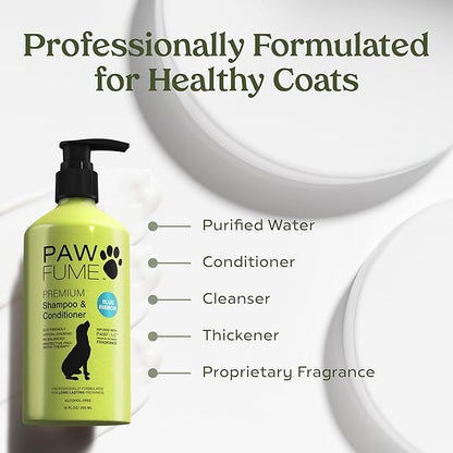 PAWFUME Dog Shampoo and Conditioner, Blue Ribbon, 2-Pack – Nourish & Detangle for a Silky Soft Coat – Probiotic, Deep-Cleaning, pH-Balanced Formula – Puppy Shampoo and Conditioner for All Breeds