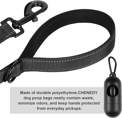 Dog Leash, Short Dog Leash, Leashes for Large Breed Dogs,Traffic Padded Handle- Reflective Training Lead, Perfect for Medium to Large Dogs(12 Inch, Black)