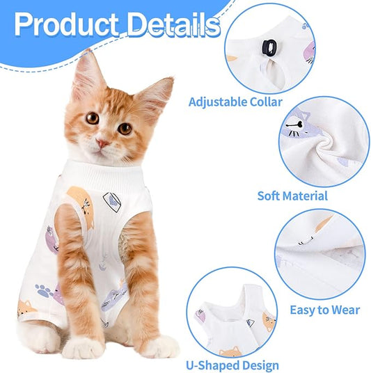 Coppthinktu Cat Recovery Suit Female, Breathable Cat Onesie After Surgery Female for Abdominal Wounds or Skin Diseases, Surgery Recovery Suit Kitten Surgical Onesie After Spay Wear Anti Licking