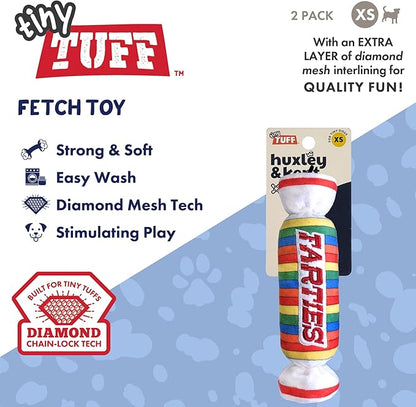 Huxley & Kent Funny Dog Toy w/Squeaker – Power Plush Squeaky Dog Toys for Small Dogs – Durable Small Stuffed Animal for Indoor Play & Fetch - Tiny Tuff Farties