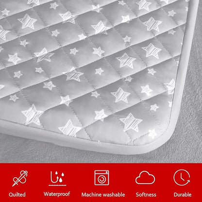 Waterproof Dog Bed Covers Replacement Washable Pet Hair Easy to Remove, Noiseless Quilted Puppy Pet Bed Cover Lovely Grey Star Print 29x41 Inches, for Dog/Cat, Cover Only