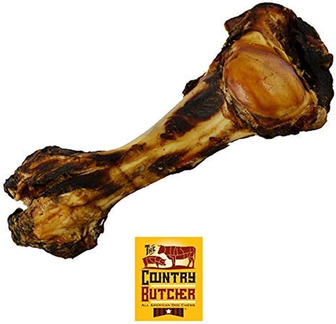 THE COUNTRY BUTCHER Giant Dog Bone for Aggressive Chewers, Large and Medium Breed Dog Treat, Natural, Tough, Chew Toy, Made in The USA, 1 Count