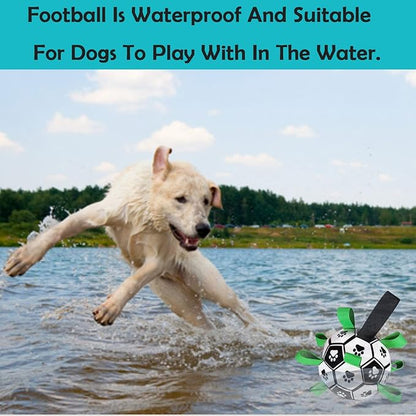 Dog Toys Soccer Ball with Straps, Interactive Toys for Tug of War, Puppy Birthday Gifts, Dog Tug Water Toy, Durable Dog Balls for Medium & Large Dogs（5 Inch