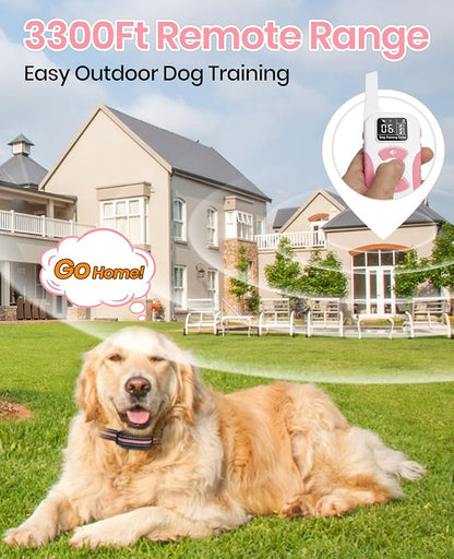 Dog Bark Collar with Remote, 2-in-1 Bark and Shock Collar Combo, 3300Ft Dog Training Collar - Auto Anti Bark/Beep/Vibration/Shock 4 Modes, IP67 Smart E-Collar with 5 Adjustable Levels of Sensitivity