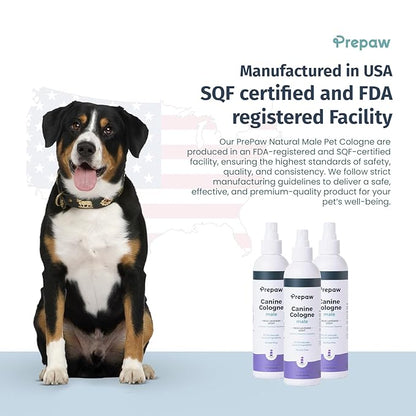 Prepaw Luxury Male Pet Cologne - Fresh Lavender Scent, 3-in-1 Formula Conditions & Moisturizes, Made with 94% Natural Ingredients, Long Lasting Fragrance, Safe & Easy to Use | 8 fl oz