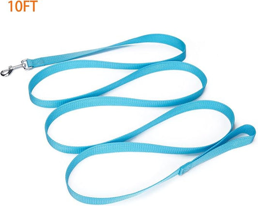 Siumouhoi Strong Durable Nylon Dog Training Leash, 1 Inch Wide Traction Rope, 10 ft Long, for Small and Medium Dog (Mint Blue, 10 Feet)