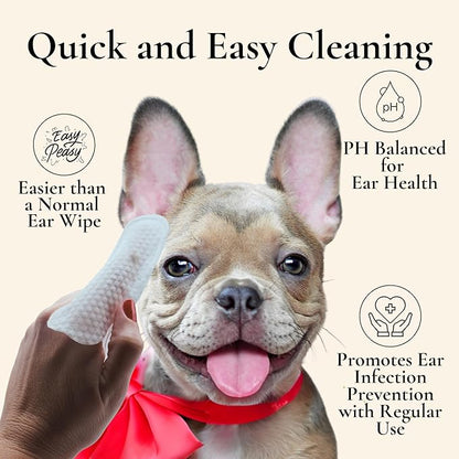 EcoBark Natural Ear Finger Wipes for Dogs - Dog Ear Cleaner Strawberry Scented - Ear Wipes with Finger Pad in Ear Solution - Gentle Otic Grooming Supplies to Soothe Dog Ear Itching - Cleanse Away Dirt