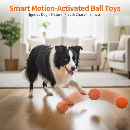 Dog Toys for Medium Large Dogs to Keep Them Busy, Smart Interactive Dog Balls with Automatic Moving Bouncing Vibrating for Enrichment, Mental Stimulation, Anti Boredom, Orange