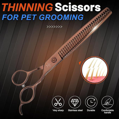 High-end Professional Dog Grooming Thinning Scissors Teeth Cutting Blending Shears Pet Texturizing Shears 7.5 Inch Extremely Very Sharp Stainless Steel Alloy For Cat Other Animals Groomer