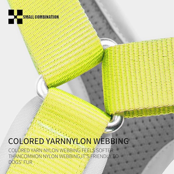 Adjustable Dog Harness with Handle, Padded Comfort,Small, Medium and Large Dogs (Lemon Yellow, XS)