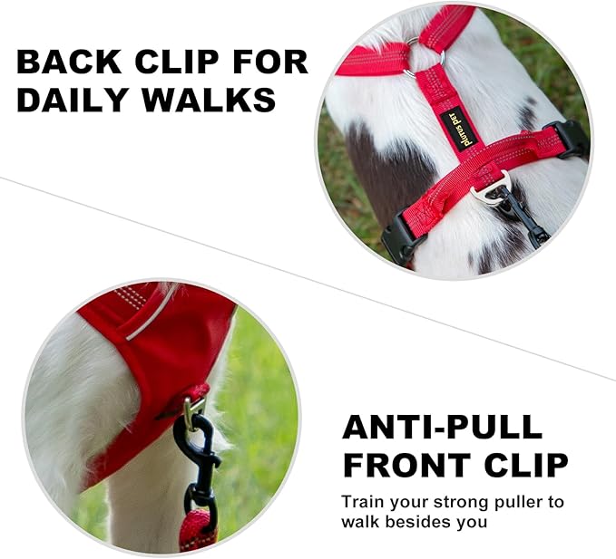 Plutus Pet No Pull Dog Harness, Reflective Adjustable Dog Vest Harness with Handle, Escape Proof, Soft Padded for Small Medium Large Dogs (Red, M)