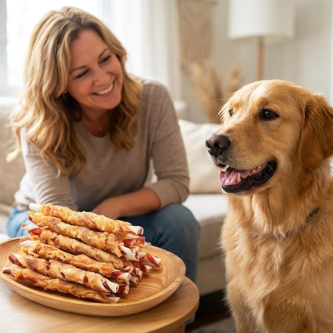 Jungle Calling Dog Treats, Natural Chicken Wrapped Rawhide Sticks for Small Medium Dogs, Long Lasting Dog Rawhide Chews for Teeth Cleaning, Grain Free Training Rewards, 1.10 lb