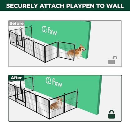 FXW Fence-to-Wall Anchor (Pack of 4) for Use with Dog Playpen in Yard, Garden, Doorways, Fireplace, Indoor/Outdoor, Fits All Heights of FXW Rollick/Homeplus/Aster Playpen, Black│Patented