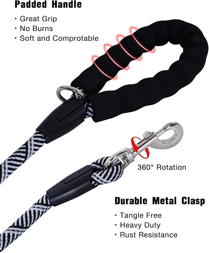 Long Dog Leash with Reflective Threads 15FT 20FT 30FT 50FT,Heavy Duty Bungee Dog Leashes for Small Medium Large Breed Dogs,Shock Absorbing Training Leash for Walking,Hunting,Camping&Yard