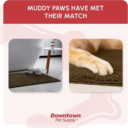 My Doggy Place Dog Mud Mat, 36" x 26" Brown – Thick Microfiber Entry Rug for Snow, Mud & Salt – Absorbent, Quick-Dry, Washer-Safe & Non-Slip, Large