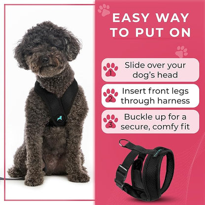 Gooby Black X-Large Polyester Comfort X Harness for Small Dogs, No Pull, Choke-Free, Lightweight Mesh, Machine Washable