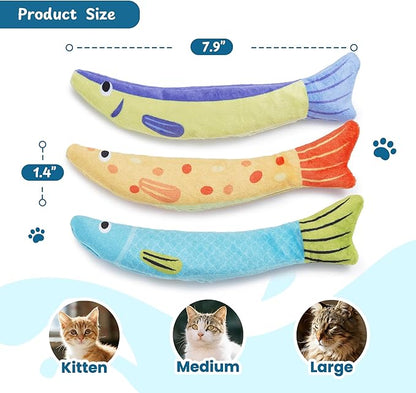 PURETOY Catnip Toys, [12000mg] Extra Large Cat Toys for Indoor Cats, 100% Natural North American Catnip Floppy Fish, Crinkle Sound, Soft Cotton-Free Surface for Chewing, Teething & Kicking