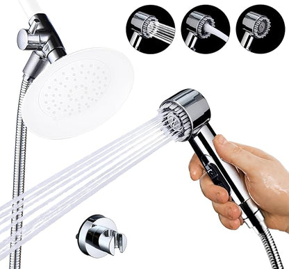 3 Mode Dog Shower Attachment, High Pressure Handheld Sprayer with ON/OFF Switch, Metal Shower Diverter, 118 Inches Stainless Steel Hose, No Drill Hook, for Indoor and Outdoor Pet Bathing and Washing
