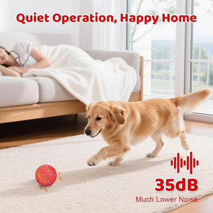 Sankell Interactive Dog Toys Ball - Smart Moving Bouncing Dog Ball with Colorful Lights, E-TPU Material, 3 Play Modes Automatic Rolling Balls Toy for Small Medium Dogs Keep Them Busy(Red)