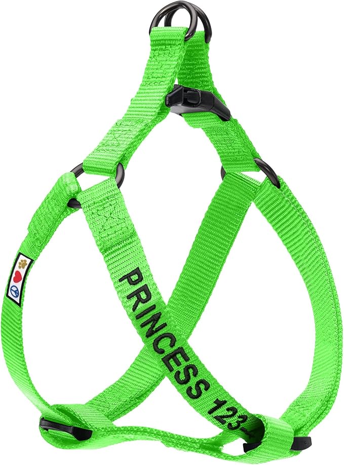 Pawtitas Personalized Dog & Puppy Harness Medium Green Custom ID Tag Adjustable No Pull Vest