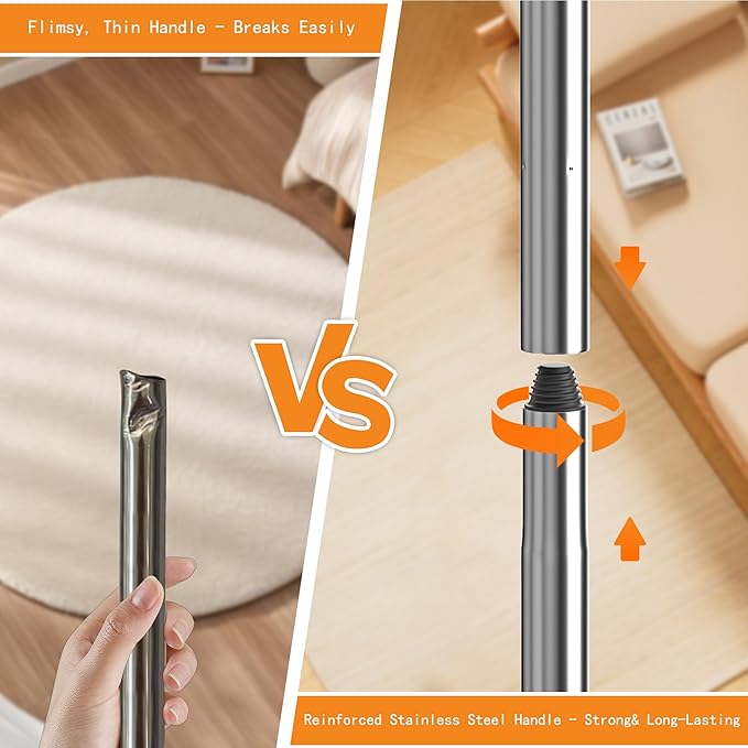 ADDUDU Double-Sided Carpet Rake – Long Handle Pet Hair Removal Tool for Carpets, Furniture & Car Interiors, Adjustable & Durable Stainless Steel Hair Remover Sweeper