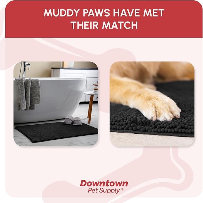 My Doggy Place Dog Mud Mat, 60" x 36" Black – Thick Microfiber Entry Rug for Snow, Mud & Salt – Absorbent, Quick-Dry, Washer-Safe & Non-Slip, X-Large