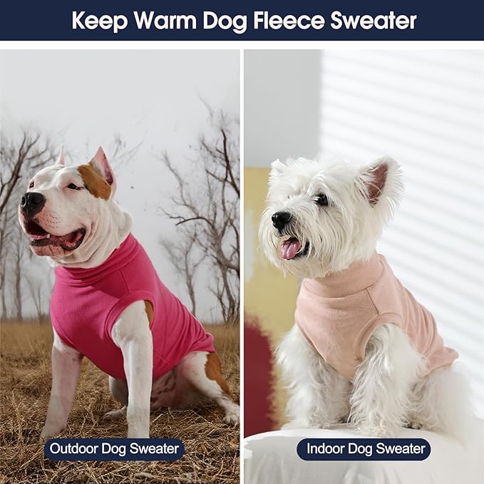 IECOii 2 Pack Dog Sweaters Vest Fleece, Warm Fall Winter Coat for Small Dogs with Leash Hole, Soft Stretchy Pet Pullover Clothes for Indoor Outdoor Walking (Size M, Rose Red & Dusty Pink)